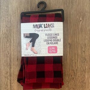 Muk Luks Red and Black Checkered Leggings